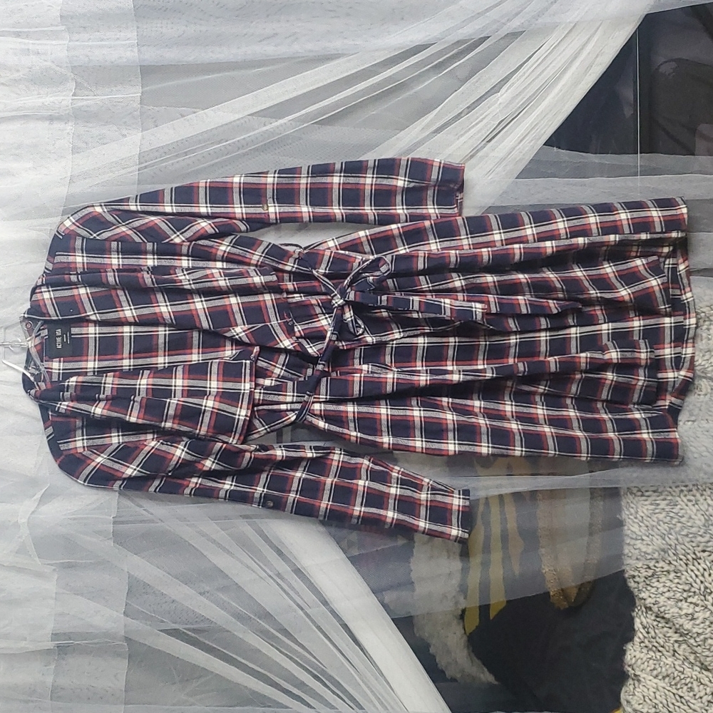 Love Culture Flannel Trench MED Blue&Red